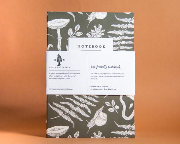 Woodland Notebook in Green & Cream