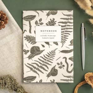 Woodland Notebook in cream and green